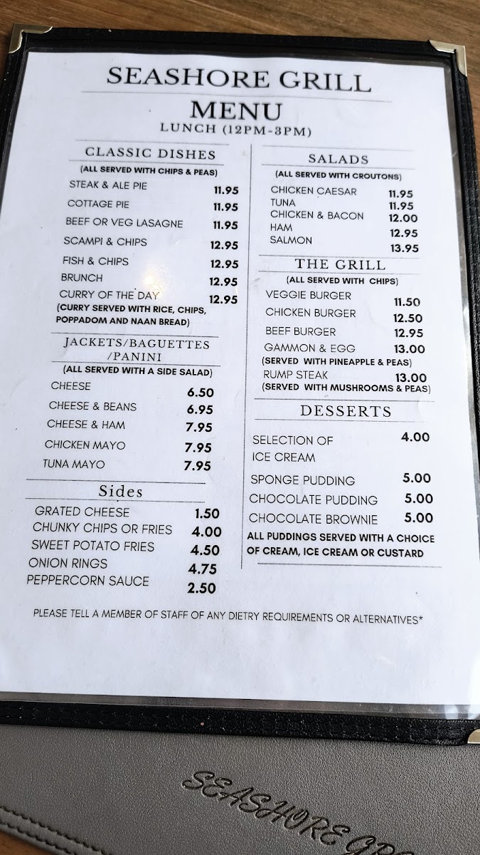 Seashore Grill Menu - Image 1